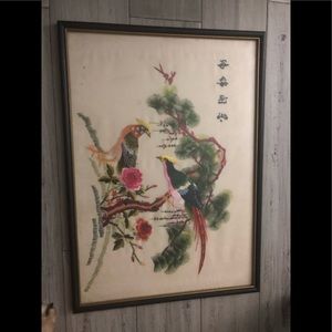 Chinoiserie framed embroidery piece from 1970’s